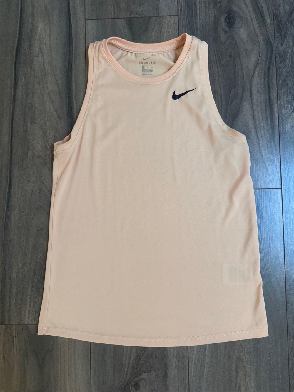 Nike Girls' Pale Peach Athletic Tank Top with Black Swoosh